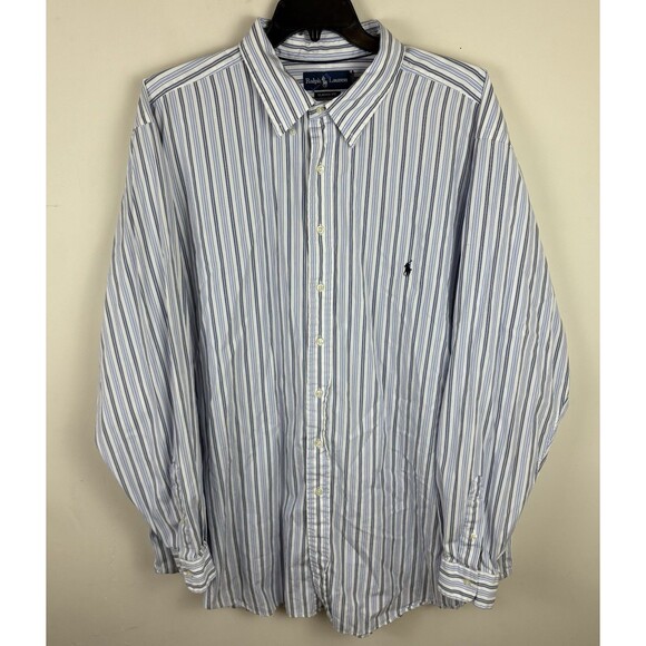 Men’s Vintage Polo Ralph Lauren Striped Button Down Shirt / Size XXLT - Picture 1 of 8